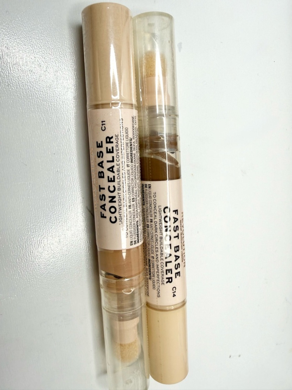 Revolution Fast Base Concealer Duo in Beige and Light Beige C11 and C14